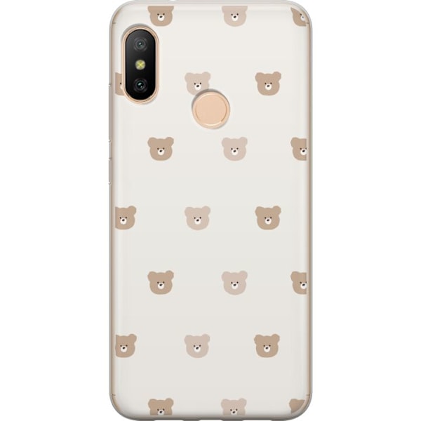 Xiaomi Redmi 6 Pro Läpinäkyvä kuori Teddy-tausta - söpöt teddykarhut pehmeällä taustalla