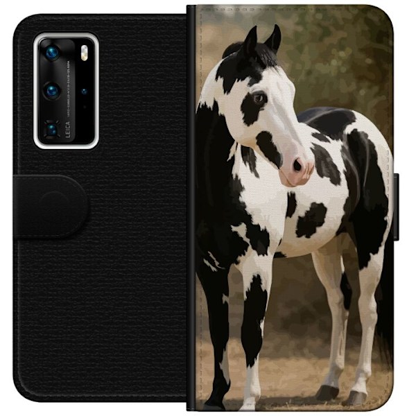 Huawei P40 Pro Plånboksfodral Vacker Häst – elegant illustration av hästmotiv