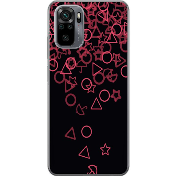 Xiaomi Redmi Note 10 Genomskinligt Skal Squid Game Ikoner Serie Design Populärt TV Spel Ikoner Grafiskt Motiv Asiatisk Trend Dramaserie
