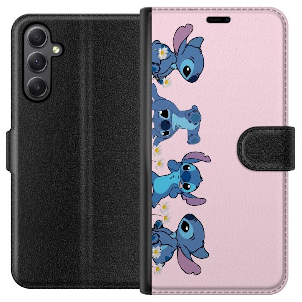 Samsung Galaxy A24 4G Plånboksfodral Stitch Skratt & Bus – Perfekt för Mobilskal eller Poster