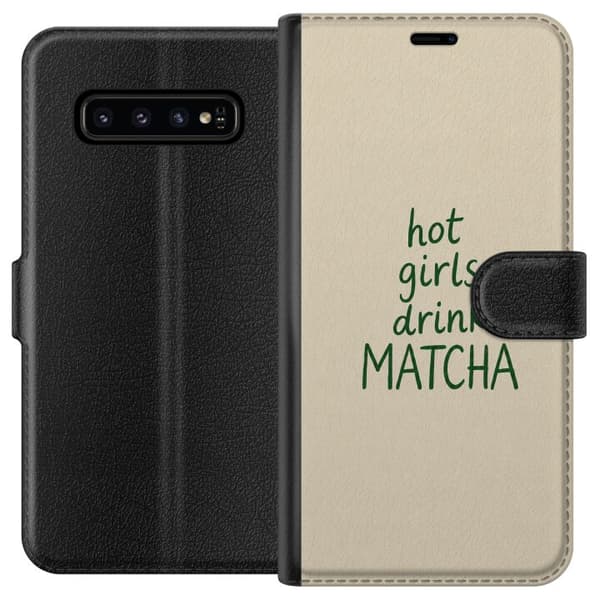 Kompatibel Tegnebogsetui til Samsung Galaxy S10 Matcha-piger beige