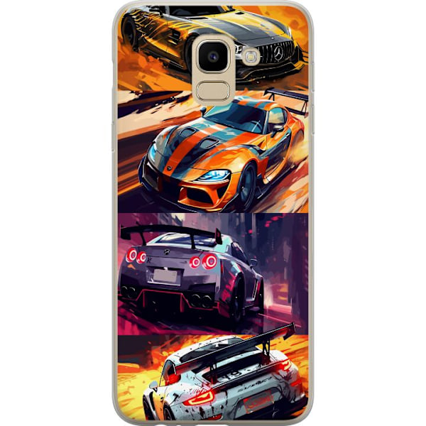 Samsung Galaxy J6 Genomskinligt Skal Rally Fever – fartfyllt motiv med rallybilar
