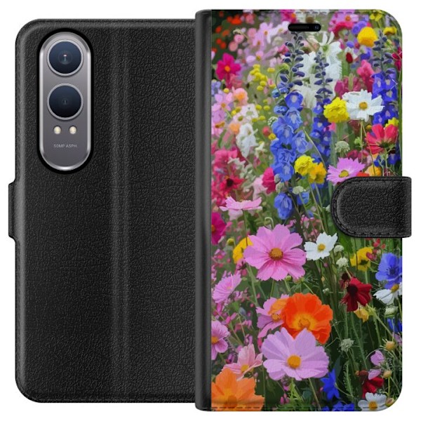 OnePlus Nord CE4 Lite Lompakkokotelo Kukkakuvioinen mobiilikuori kesäisellä niityllä ja luontomaisemalla
