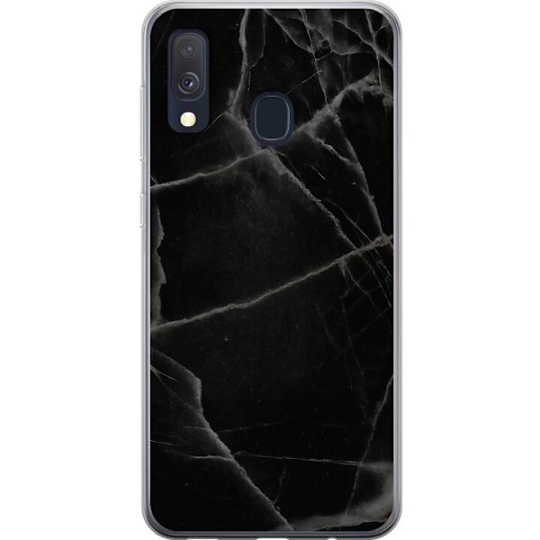 Samsung Galaxy A40 Gennemsigtig cover Sort marmor
