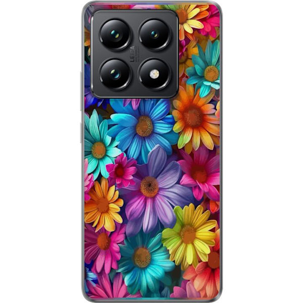 Xiaomi 14T Genomskinligt Skal Gerbera Blommor Färgglad Dekor Blommotiv Populärt Heminredning Färg Rik Väggkonst Design