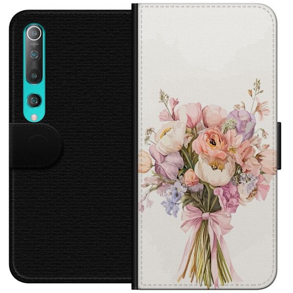 Xiaomi Mi 10 5G Plånboksfodral Mobilskal med färgglad blombukett i romantisk stil