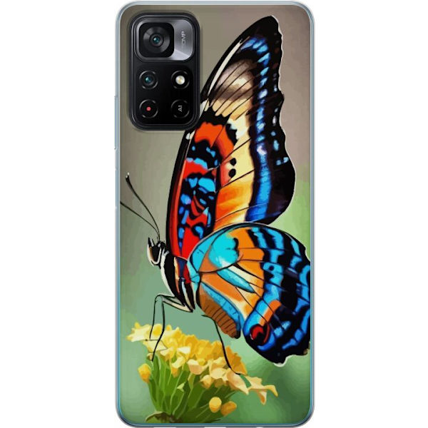Xiaomi Poco M4 Pro 5G Genomskinligt Skal Fjäril Natur Sommar Motiv Vingar Färgstark Design Populär Dekor Grafiskt Exotiskt Tema