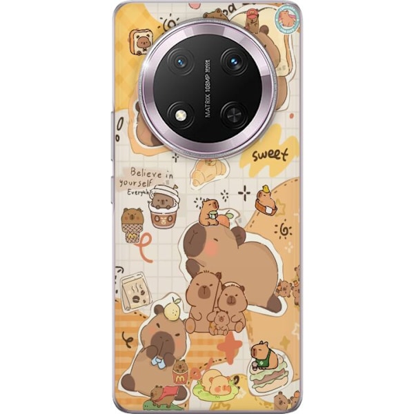 Honor Magic7 Lite Genomskinligt Skal Kawaii capybara mobilskal med gulliga djurmotiv