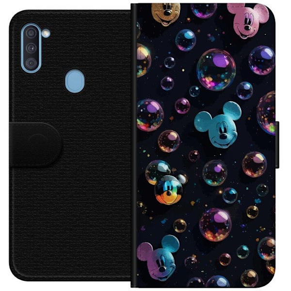 Samsung Galaxy A11 Plånboksfodral Musse Pigg Disney Bubblor Design Roligt Motiv Populär Disneyfigur Tecknad Serie Barnklassiker