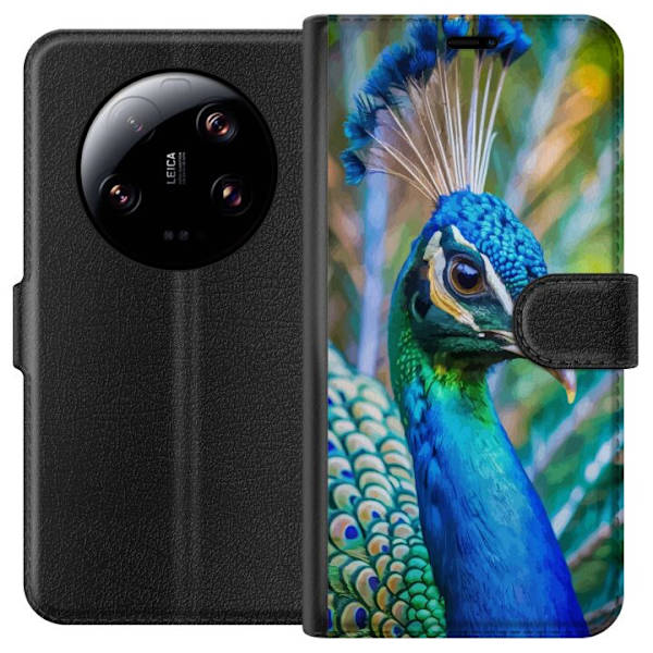 Xiaomi 13 Ultra Lompakkokotelo Pavun Sulat Värikäs Design Lintuaihe Eksoottinen Graafinen Suunnittelu Luonto Ylellinen Koristelu