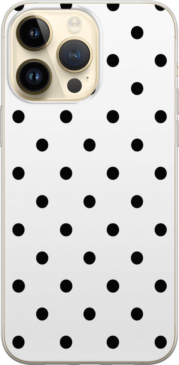 Kompatibel Mobilcover til Apple iPhone 14 Pro Max Sort-hvide prikker hvid