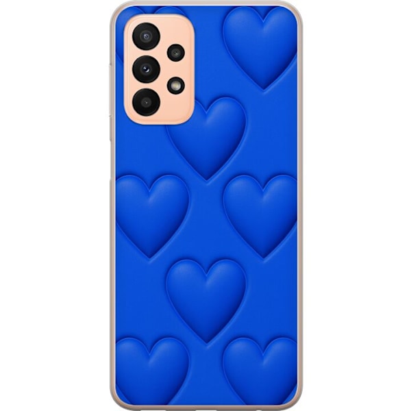 Samsung Galaxy A23 5G Gennemsigtig cover Blå Hjerter