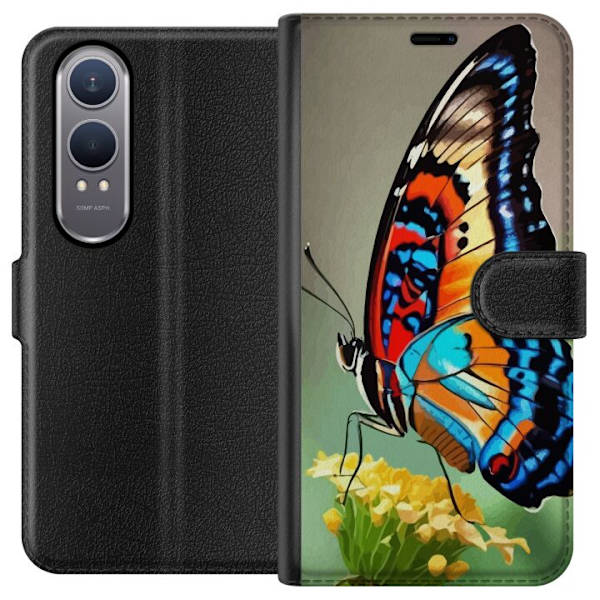 OnePlus Nord CE4 Lite Plånboksfodral Fjäril Natur Sommar Motiv Vingar Färgstark Design Populär Dekor Grafiskt Exotiskt Tema