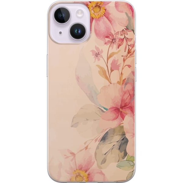 Apple iPhone 14 Plus Genomskinligt Skal Färgglada Blommor