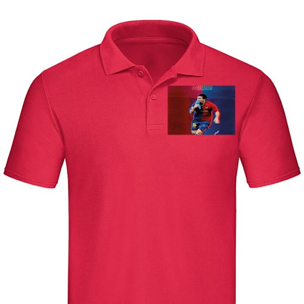 Poloshirt til Voksen | Elegant Poloshirt Messi Rød Stor