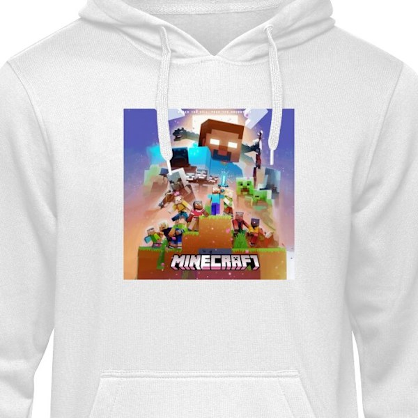 Hoodie för Vuxen | Bekväm Huvtröja Minecraft vit XXL