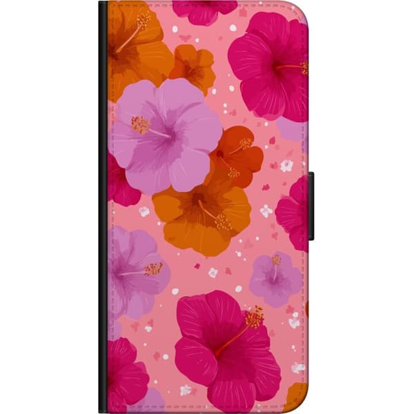 Kompatibel Tegnebogsetui til OnePlus 9 Pro Lyserød hibiscus tropisk blomstermønster