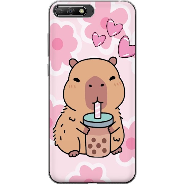 Huawei Y6 (2018) Läpinäkyvä kuori Kawaii Capybara Sydän An