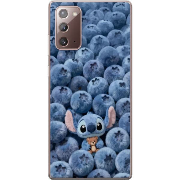 Kompatibelt Mobildeksel til Samsung Galaxy Note20 Søt fluffy blå figur med liten bamse blant myke blåbær blå