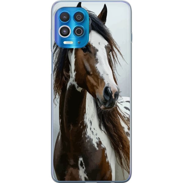 Motorola Edge S Gennemsigtig cover Hest Dyrsmotiv Grafisk Design Natur Kraftfuldt Motiv Populært Vægkunst Dyretema Ridning