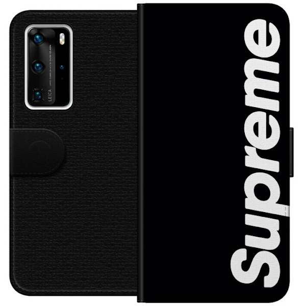 Huawei P40 Pro Tegnebogsetui Supreme Sort Hvid Streetwear Design Klassisk Modeikon Trend Urban Stil Grafiskt Motiv Populær