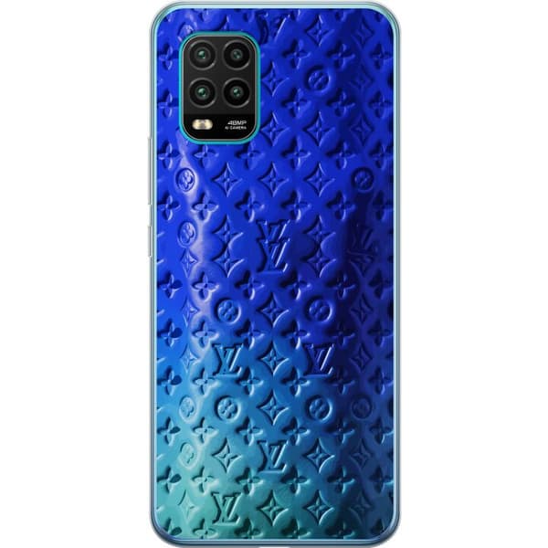 Kompatibelt Mobildeksel til Xiaomi Mi 10 Lite 5G Blått luksuriøst monogrammønster med elegant preget tekstur blå