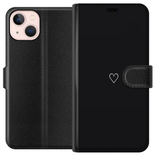 Kompatibelt Plånboksfodral till Apple iPhone 13 mini Hjärta Svart