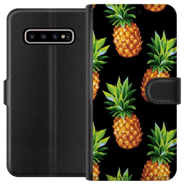 Kompatibelt Lommeboketui til Samsung Galaxy S10+ Ananas