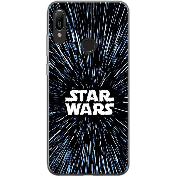 Kompatibel Mobilcover til Huawei Y6 (2019) Star Wars-logo med hyperspace-stjerner i ikonisk sci-fi-design sort