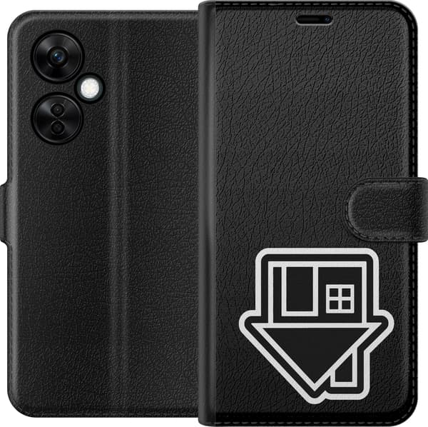 Kompatibel Tegnebogsetui til OnePlus Nord CE 3 Lite Geometrisk pil - Sort motiv med sort geometrisk pilsymbol. sort