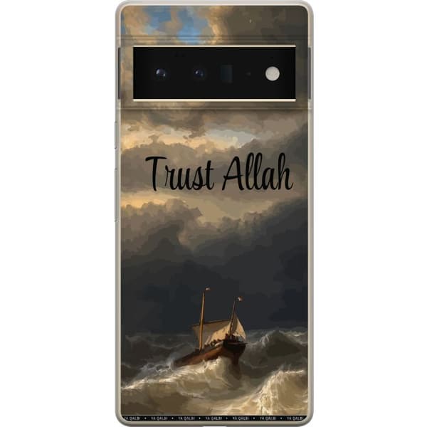 Kompatibelt Mobilskal till Google Pixel 6 Pro Trust Allah över stormigt hav brun