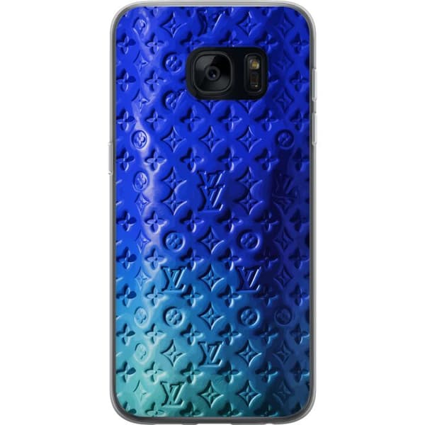 Kompatibelt Mobildeksel til Samsung Galaxy S7 Blått luksuriøst monogrammønster med elegant preget tekstur blå
