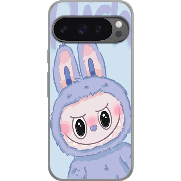 Google Pixel 9 Pro XL Genomskinligt Skal Blue Bunny Labubu