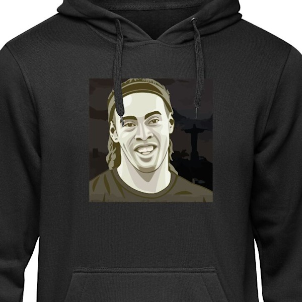 Børne-Hoodie | Blød Hættetrøje til Børn Ronaldinho sort 12-13 År
