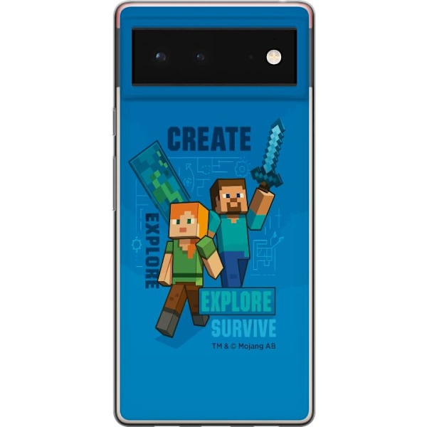 Google Pixel 6 Läpinäkyvä kuori Minecraft Luolastot