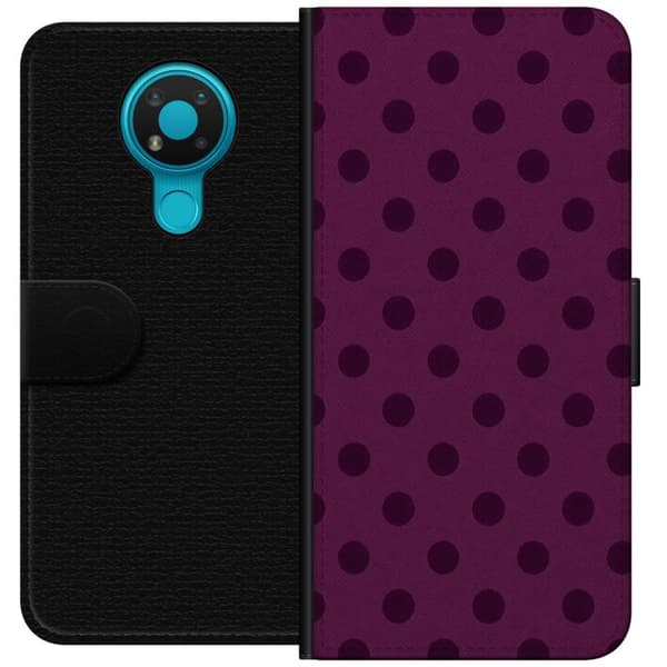 Kompatibelt Plånboksfodral till Nokia 3.4 Plum Pop Dots lila