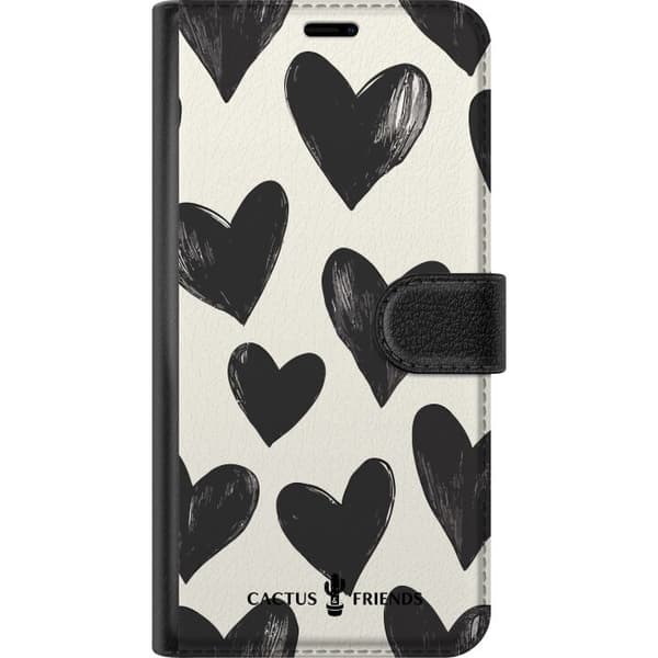 Kompatibelt Plånboksfodral till Apple iPhone 12 mini Cactus and Friends - Bold Black Love Pattern