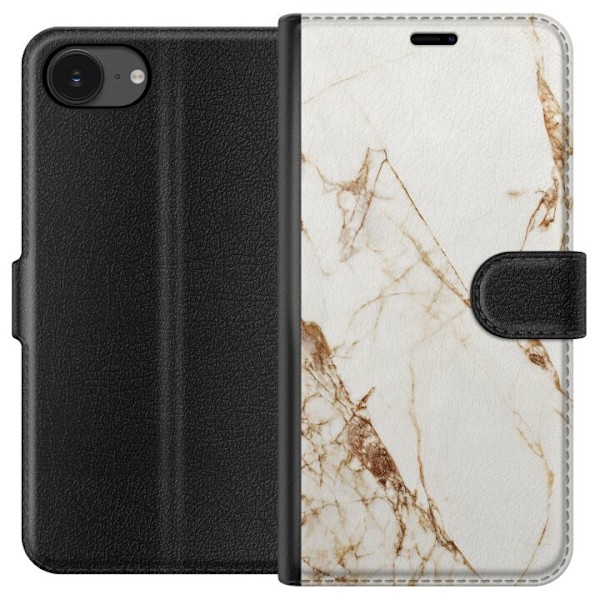 Apple iPhone 16e Plånboksfodral Vit marmor