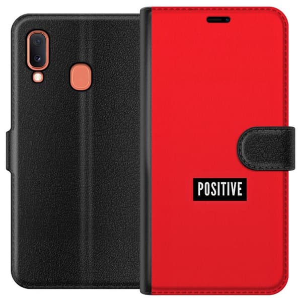 Kompatibelt Plånboksfodral till Samsung Galaxy A20e Positive text röd