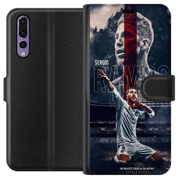 Huawei P20 Pro Tegnebogsetui Ramos Fodboldlegende Motiv Spiller Real Madrid Spanien Tilbage Ikonisk Navn Fodboldstjerne Sport