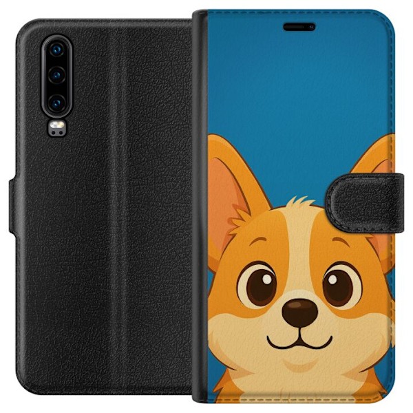 Huawei P30 Plånboksfodral Hello Corgi