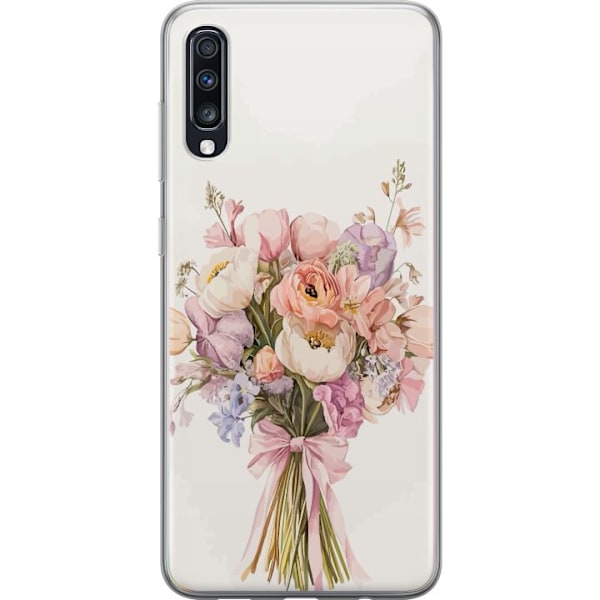 Samsung Galaxy A70 Gennemsigtig cover Mobilcover med farverig blomsterbuket i romantisk stil