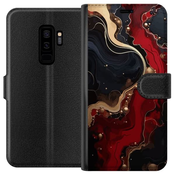 Kompatibel Tegnebogsetui til Samsung Galaxy S9+ Marmor Rød