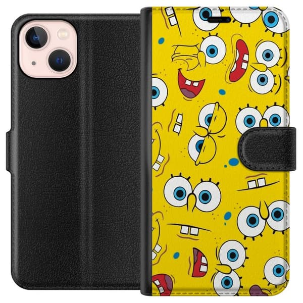 Kompatibel Tegnebogsetui til Apple iPhone 13 mini SvampBob Firkant