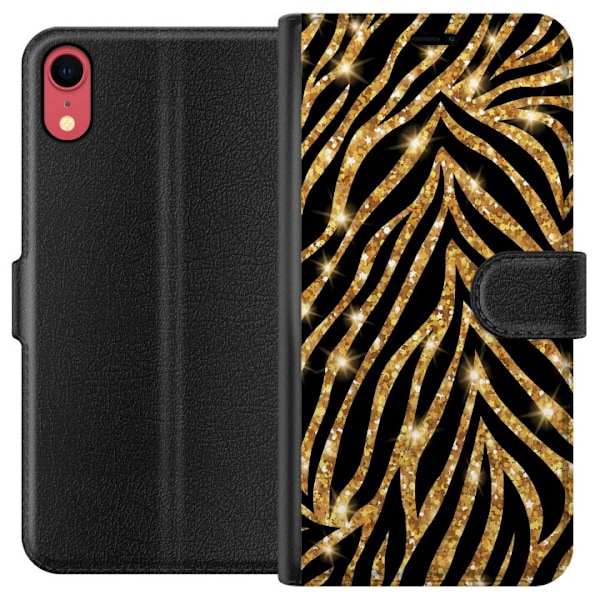 Apple iPhone XR Tegnebogsetui Guld & Glitter
