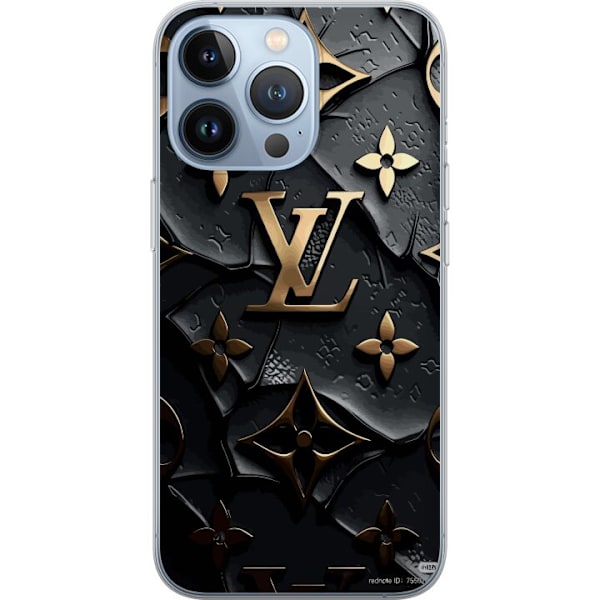 Apple iPhone 13 Pro Genomskinligt Skal Louis Vuitton Dark Mode Design Svart Lyx Stil Fashion Populärt Grafiskt Mönster Modeikon Lyxmärke