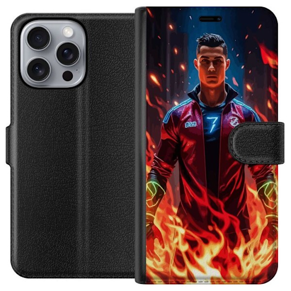 Apple iPhone 16 Pro Max Tegnebogsetui Ronaldo Inferno - fodboldhelt i flammer