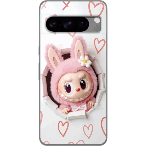 Google Pixel 8 Pro Läpinäkyvä kuori Labubu Sydän Taustakuva Pop Mart Rakkausteema Hahmodesign Suosittu Motiivi Keräilytaideteossarja