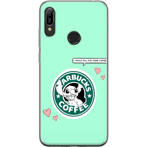 Huawei Y6 (2019) Genomskinligt Skal Stitch Kaffe