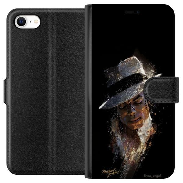 Kompatibel Tegnebogsetui til Apple iPhone 6 Kunstnerisk portræt af mand med hvid hat og glitrende detaljer sort